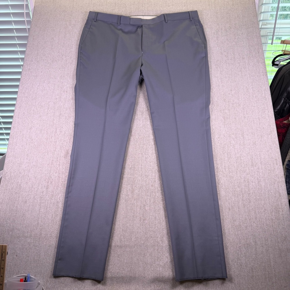 Paul Fredrick Dress Pants Mens 46 Grey Worsted Wool Gabardine PA4010L NWT